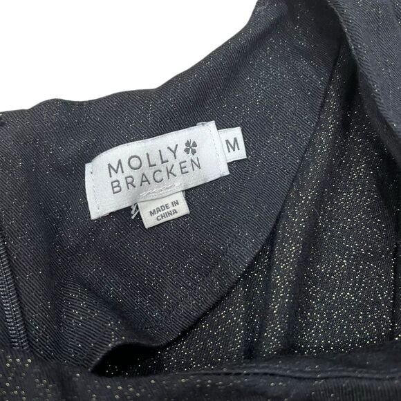 Molly Bracken Black Gold Sparkle Draped Playsuit Romper M - Picture 6 of 6